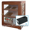 Humidor Don Varga +/- 150 cigars - watered mahogany door and 2 sides with glass - with HUMIDER humidification system and hygrometer 