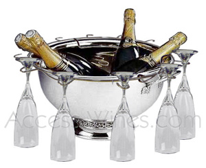 Vasque  champagne Arena 8 bouteilles avec support inox pour verres  champagne