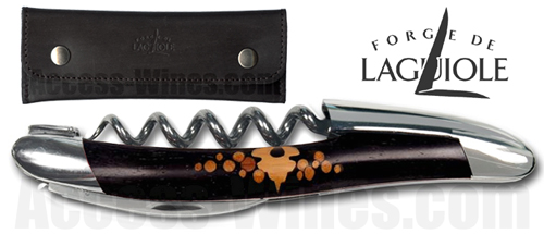 Forge de Laguiole corkscrew Ebony with Box Wood Marquetry