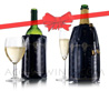 Coffret VACUVIN RAPID ICE rafra�chisseurs vin et champagne  bleu fonc� avec d�cor classique s�rigraphie dor�e 