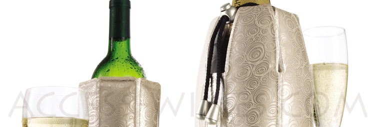 VACUVIN - Coffret cadeau Rapid-Ice Vin-Champagne, dcor platinium
