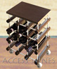 CANTY Luxury Saloon-Bar Kit - BLACK wengï¿½ 12 bottles wooden rack on casters with aluminum cross-bar and tablet 