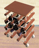 CANTY Luxury Saloon-Bar Kit - CHERRY colored 12 bottles wooden rack on casters with aluminum cross-bar and tablet 