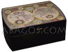 WORLD MAP [Mastro De Paja] humidor 75 cigars with printed Map of the world on cover - spannish cedar inside with separation - externally BLACK lacked furnished with humidifier and integrated hygrometer 
