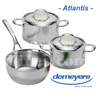 Set de d�part Demeyere s�rie de luxe ATLANTIS avec faitouts 18 et 20cm ainsi qu’une sauteuse conique de 20cm - convient pour tous feux dont INDUCTION - acier Inox 