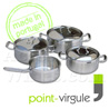 Starting set cookware with tree saucepots/casseroles and one saucepan all fire including INDUCTION - stainless steel - Point-Virgule brand 