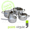 Set de d�part batterie de cuisine avec trois casseroles et un poêlon tous feux dont INDUCTION - acier Inox - marque Point-Virgule 