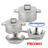 Sarting set Demeyere JOHN PAWSON luxe series with 18 and 20cm pots and 1 20cm conical saucepan and also 1 frying pan 24cm - all fire including INDUCTION - stainless steel 