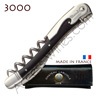 Corkscrew Ch�teau Laguiole 3000 wine waiter´s knife - black horn handle bright stainless steel bolsters - treaded screw - black leather case 