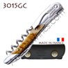 Corkscrew Ch�teau Laguiole GRAND CRU 3015GC waiter - Ram horn handle 2 bright stainless steel bolster - treaded screw - black leather case 