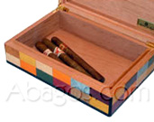 HARLEQUIN marquetry Cigar Humidor, Mastro de Paja