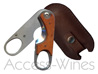 Scissors cigar cutter stainless steel - briar root handles - brown leather case 