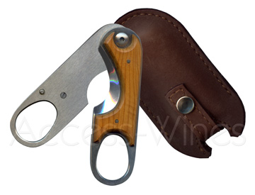 Cigar cutter scissors Guy Vialis stainless steel and yew tree