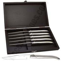 Wooden Box with 6 knives Laguiole stainless