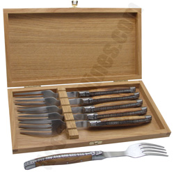 Coffret Chne de 6 fourchettes Laguiole olivier