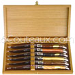 Coffret cadeau de 6 couteaux laguiole - Lame en acier inox paisseur: 2.5 mm livr en coffret chne verni