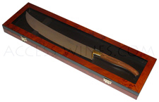 Box out of black and walnut enamelled wooden LAGUIOLE Champagne sword- light brown natural