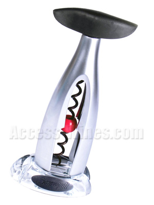 SCREWPULL - Corkscrew Screwpull ZAMAK metal alloy, GS300 table corkscrew with foil cutter, The core of this strong corkscrew is made of ZAMAK: Alloy containing zinc, aluminium (3,9 to 4,3%), magnesium (0,03 to 0,06%) and copper possible (1 to 3%).<br>Satin aluminum aspect with a transparent crystal foilcutter, delivered within a transparent gift box.