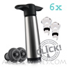 Pack 6 coffrets avec Pompe vide d'air VACUVIN INOX - 2 bouchons et 2 becs verseurs cristal 