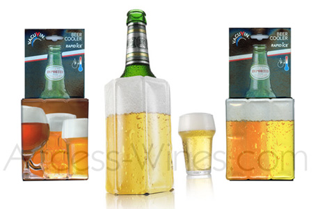 VACUVIN - manchons rapid-ice bouteilles de BIERE, décor bière pression et/ou gouttelettes