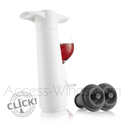 Pompe à vin blanche avec bouchon de Vacu Vin - Ares Accessoires de cuisine